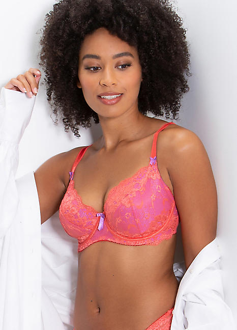 Pour Moi Amour Underwired Bra, Short or Brazilian Brief Blue / Pink 30-44  D-J