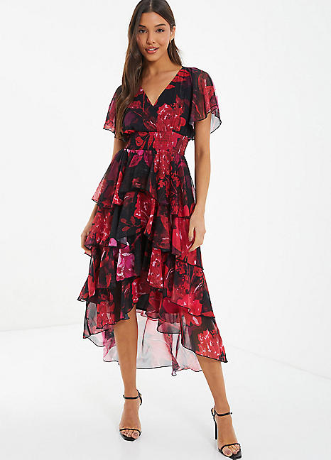 Quiz black 2024 floral dress