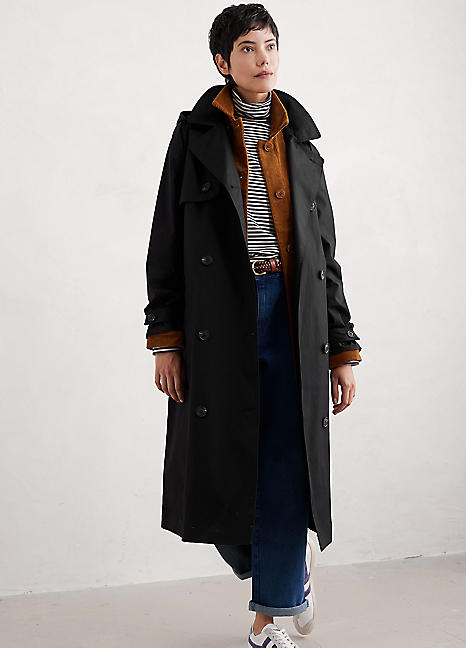 Seasalt Cornwall Black Penweathers Waterproof Trench Coat