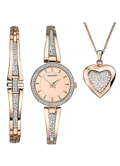 Sekonda watch 2025 necklace set