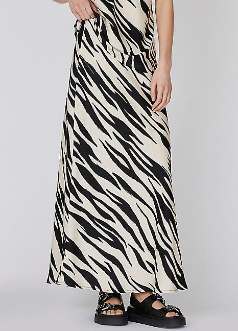 Sisters Point Long Loose Animal Print Satin Skirt Kaleidoscope