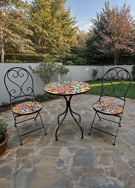 Suntime Floral Fiesta 60cm Mosaic Bistro Set Kaleidoscope