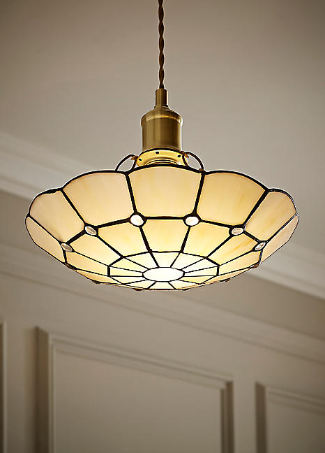 ValueLights Tiffany Cortez Cream Stained Glass Ceiling Lamp Shade