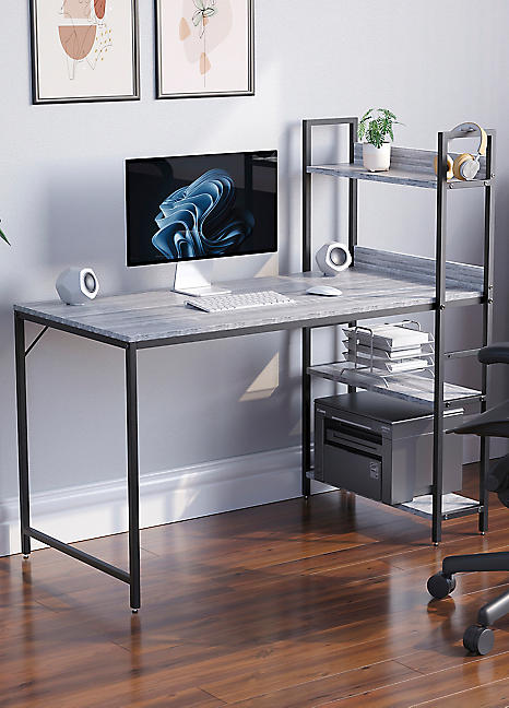 Vida Designs Brooklyn Computer Desk with 3 Shelves Kaleidoscope