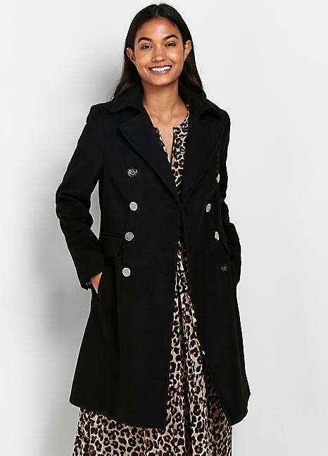 black faux wool coat