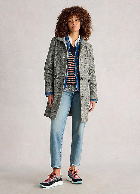 White Stuff Karla Tweed Wool Blend Coat | Kaleidoscope