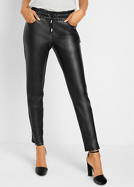 Vila Leather Trousers Witt Elasticated Faux Leather Trousers