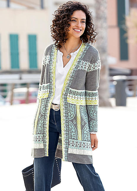 Witt Patterned Longline Cardigan Kaleidoscope