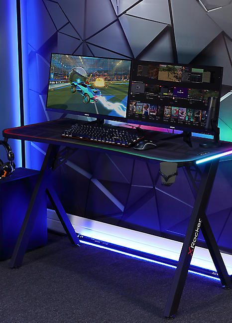 X Rocker Lumio XL RGB Neo Motion Sync™ Gaming Desk with App Controlled LED  Lights