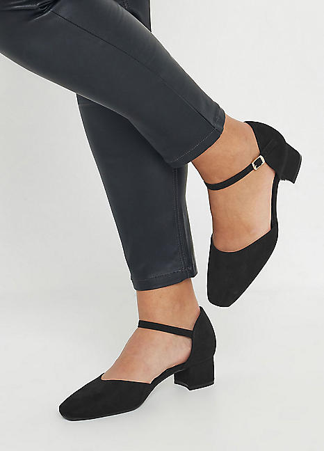 Yours Faux Suede Block Heel Court Shoes in Extra Wide EEE Fit