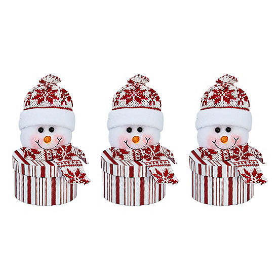 3 Pack Novelty Plush Christmas Snowman 5 inch Gift Boxes by Partisan