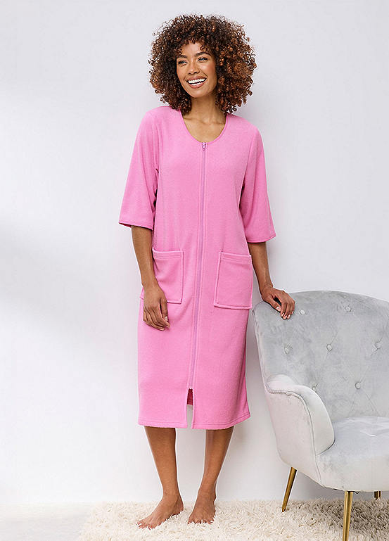 Cotton Traders Towelling Zip Front Dressing Gown