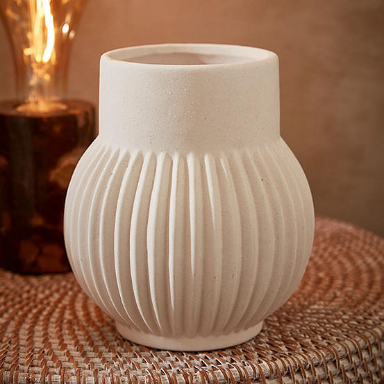 Abigail Ahern Bulb Shaped Pleated Ceramic Vase | Kaleidoscope