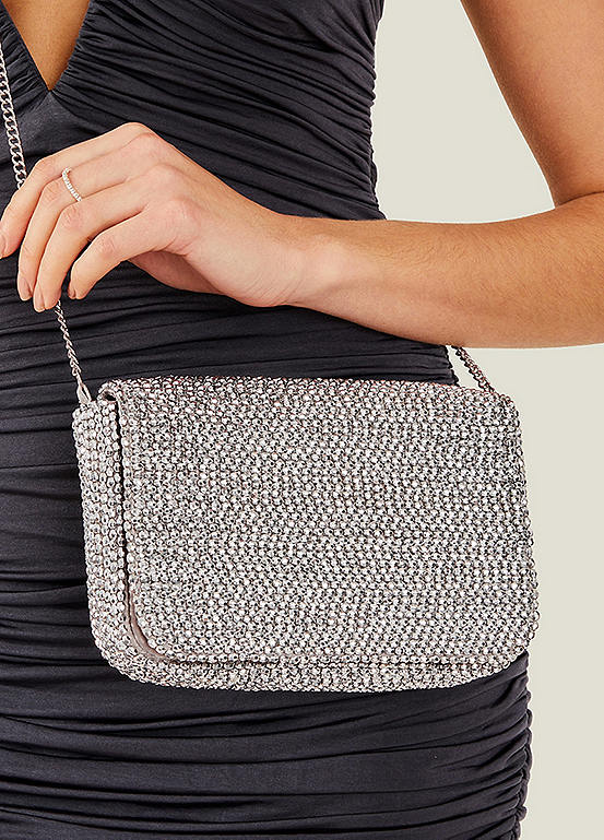 Accessorize Fold Over Beaded Clutch Bag