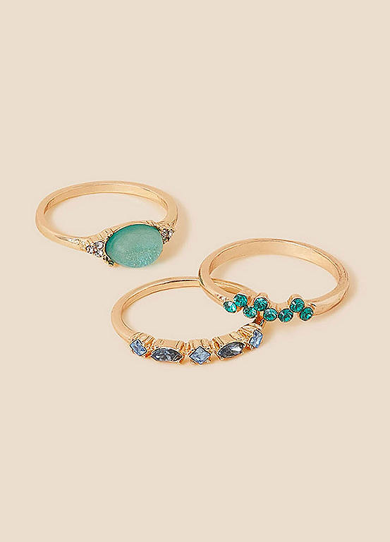 Accessorize Mini Gem Stacking Rings Set of Three Kaleidoscope