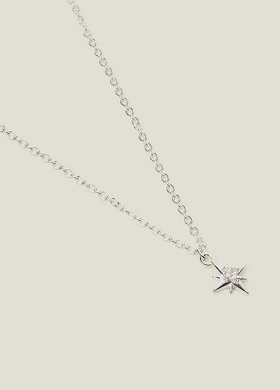 Accessorize Sterling Silver-Plated Sparkle Star Pendant Necklace