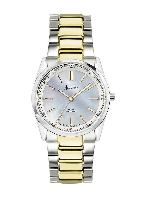 Accurist Ladies Everyday Solar Two Tone Stainless Steel Bracelet 30mm Watch