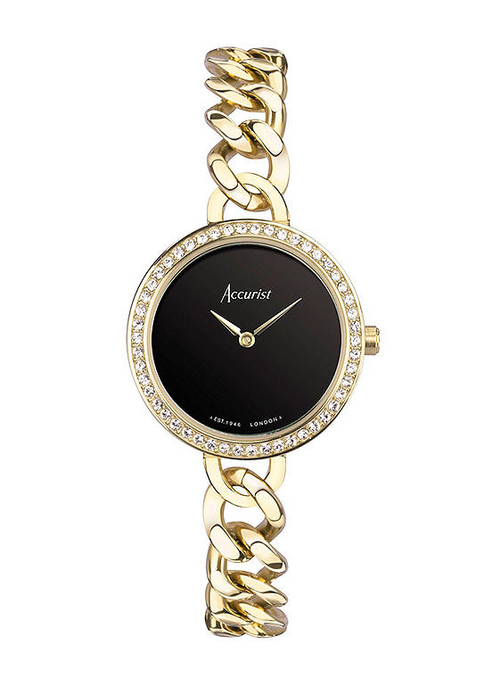 Accurist Ladies Jewellery Gold Stainless Steel Chain Analogue 18mm Watch