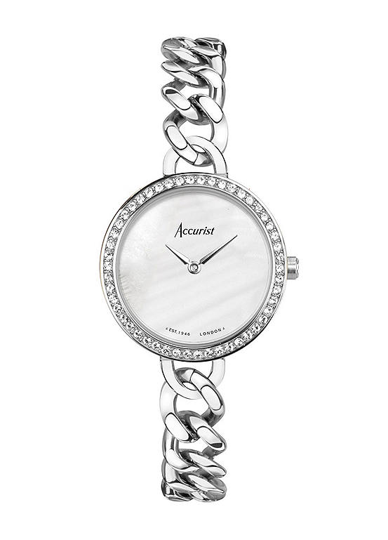 Accurist Ladies Jewellery Silver Stainless Steel Chain Analogue 18mm Watch