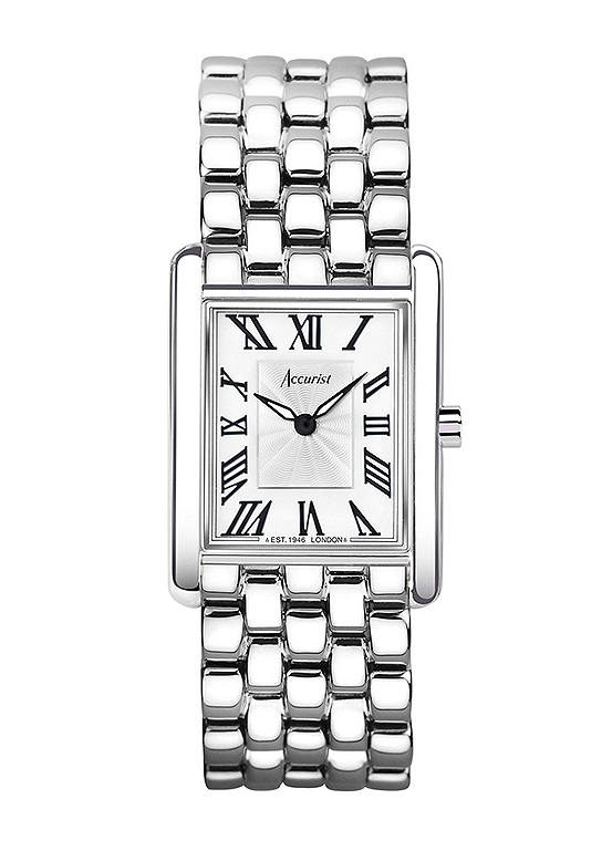 Accurist Ladies Rectangle Stainless Steel Bracelet 26mm Watch
