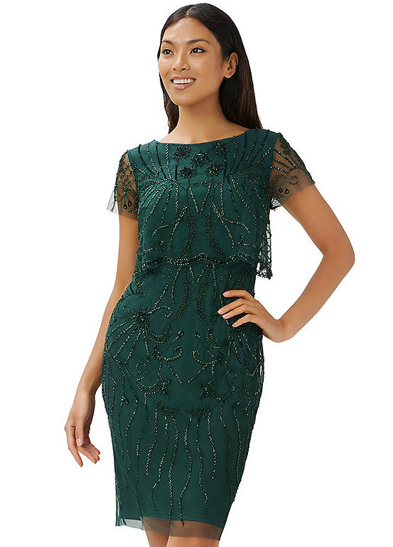 Adrianna Papell Beaded Cocktail Dress Kaleidoscope
