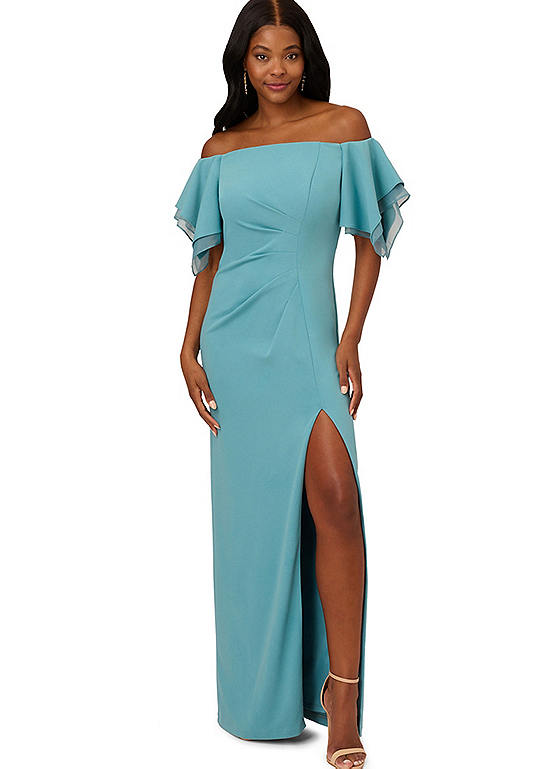 Adrianna Papell Crepe Tiered Sleeve Gown | Kaleidoscope