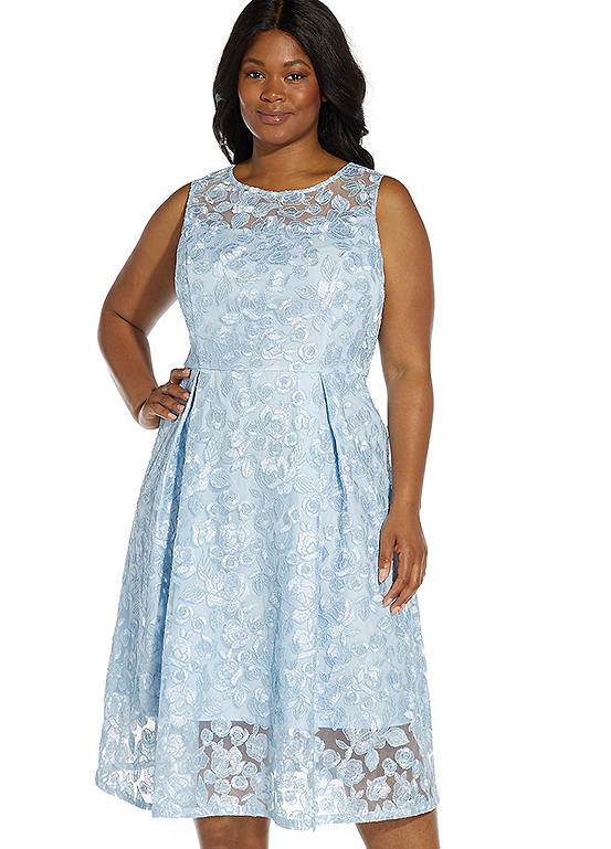 Adrianna Papell Embroidered Tea Length Dress | Kaleidoscope