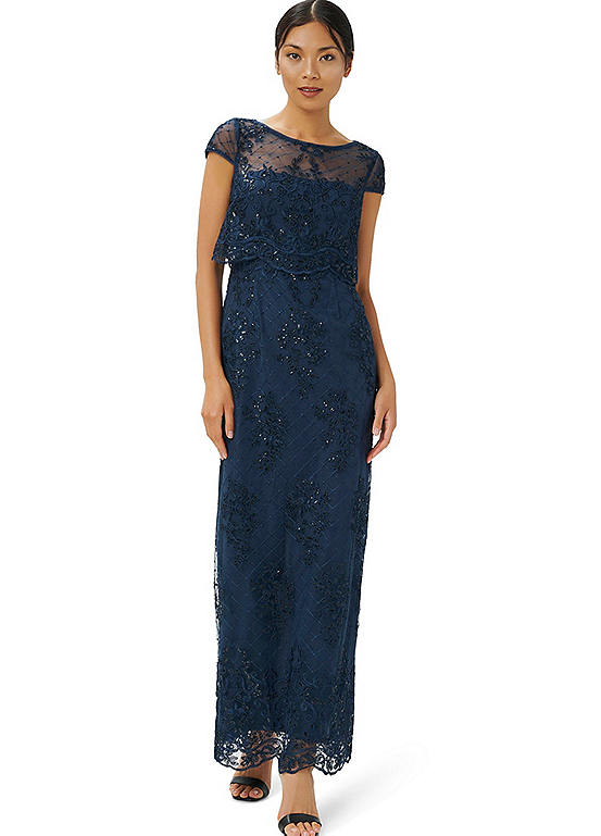 Adrianna Papell Embroidery Column Gown Kaleidoscope 6162