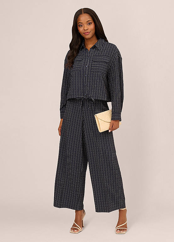 Adrianna Papell Full Length Pinstripe Woven Trousers