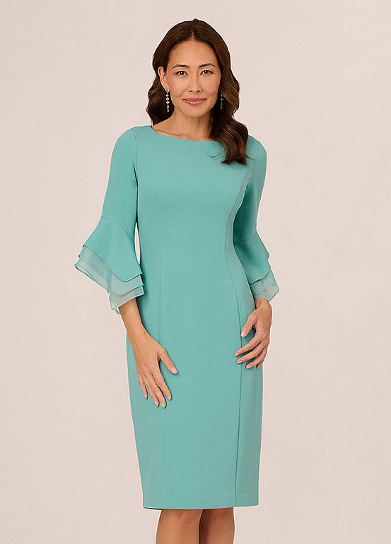 Adrianna Papell Knit Crepe Tiered Sleeve Dress