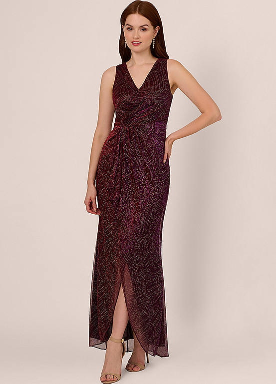 Adrianna Papell Metallic Mesh Cascade Gown | Kaleidoscope