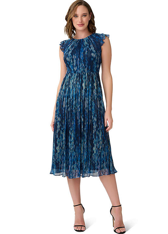 Adrianna Papell Metallic Mesh Flared Dress | Kaleidoscope