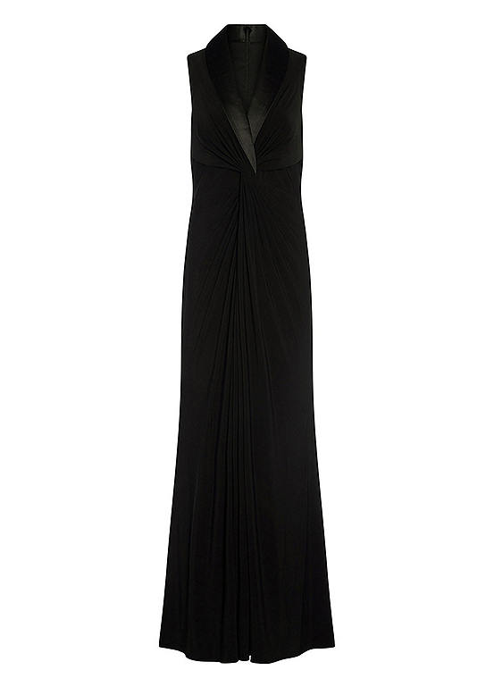 Adrianna Papell Plus Matte Jersey Twist Front Tuxedo Long Gown ...