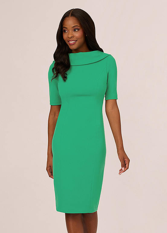 Adrianna Papell Roll Neck Sheath Dress with V-Back