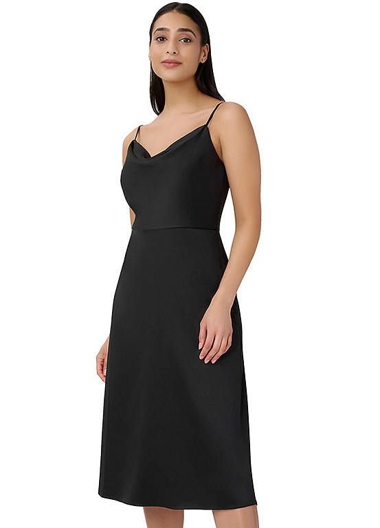 Adrianna Papell Satin Cowl Neck Midi Dress Kaleidoscope