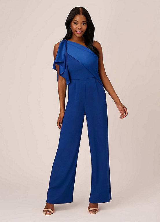 Adrianna Papell Satin Crepe Draped Jumpsuit | Kaleidoscope