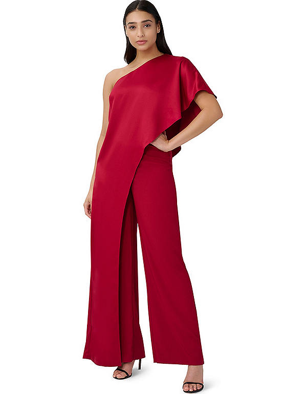 Adrianna Papell Satin Crepe One-Shoulder Jumpsuit | Kaleidoscope