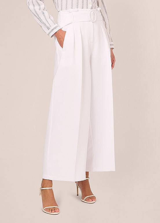 Adrianna Papell Solid Woven Trousers with Belt