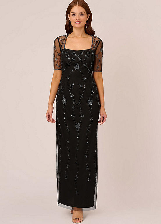Adrianna Papell Studio Beaded Long Dress Kaleidoscope