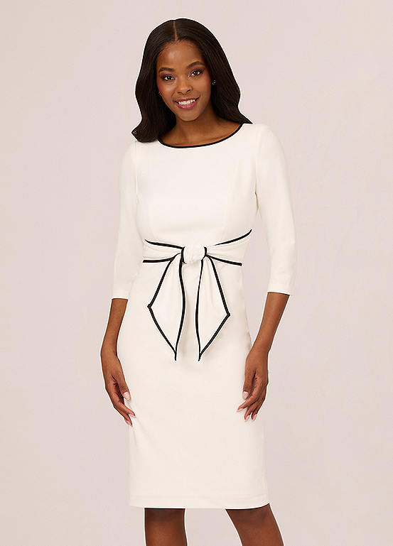 Adrianna Papell Tipped Crepe Tie Dress