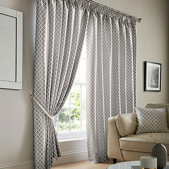 Alan Symonds Cotswold Jacquard Pair of Fully Lined Pencil Pleat Curtains