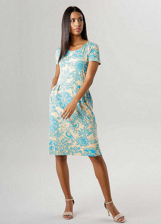 Aniston Floral Print Short Sleeve Jersey Dress