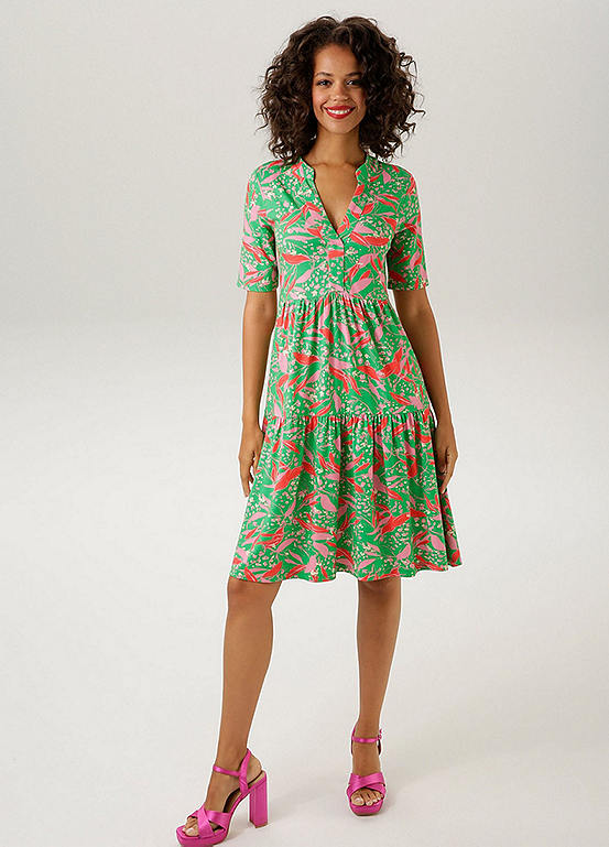 Aniston Floral Print V-Neck Dress