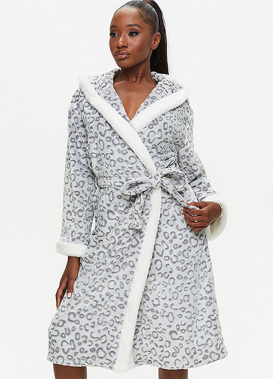 Ann Summers Leopard Fluffy Dressing Gown Kaleidoscope