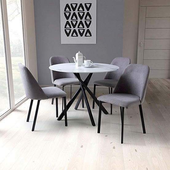 Avesta Round Table & 4 Linden Chair Dining Set