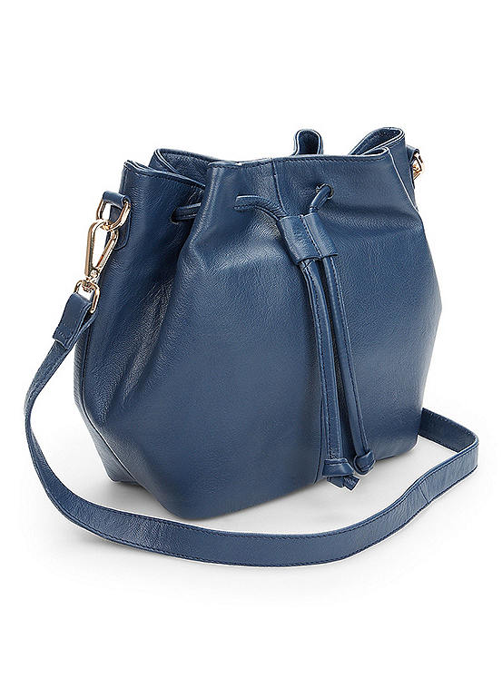 Blue Leather Bucket Crossbody Bag by Kaleidoscope Kaleidoscope