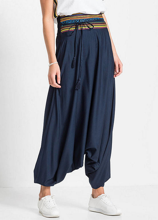 HERMES silk Twill Laine Kaleidoscope Effect Cropped Pants Bottoms 4H0477DW Navy 34