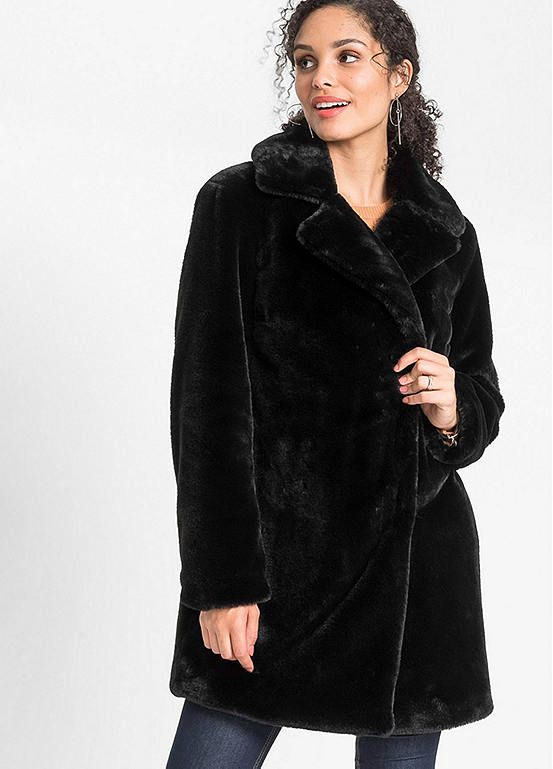 bonprix Faux Fur Lapel Coat | Kaleidoscope