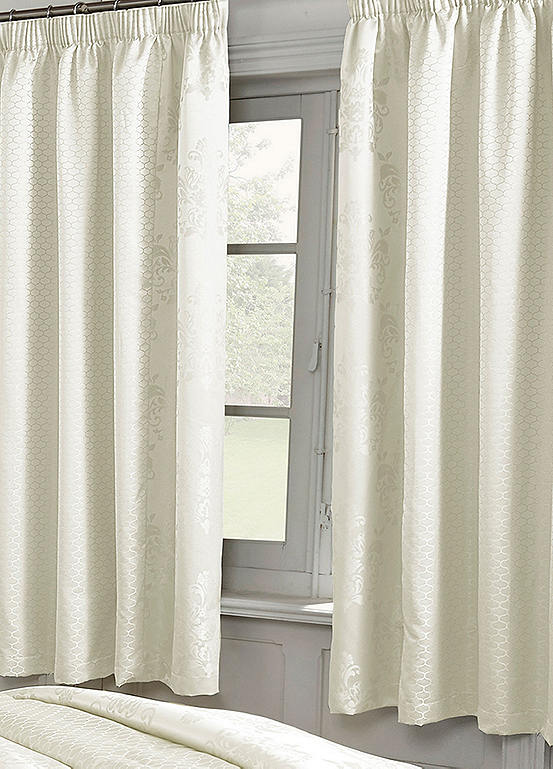 Cascade Home Chatsworth Pair Of Standard Lined Curtains - Ivory