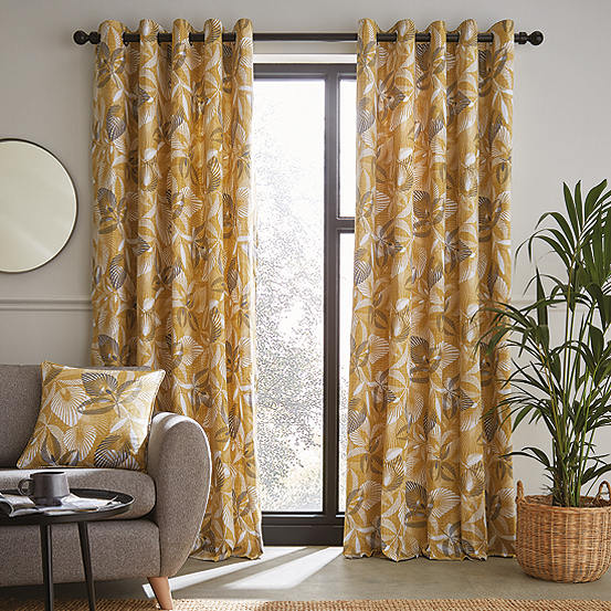 Catherine Lansfield Abbotsely Leaf Eyelet Curtain | Kaleidoscope